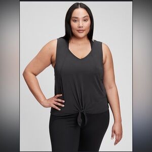 Women's Black Sleeveless Top Gap fit Breathe tie front tank Color: black XL New